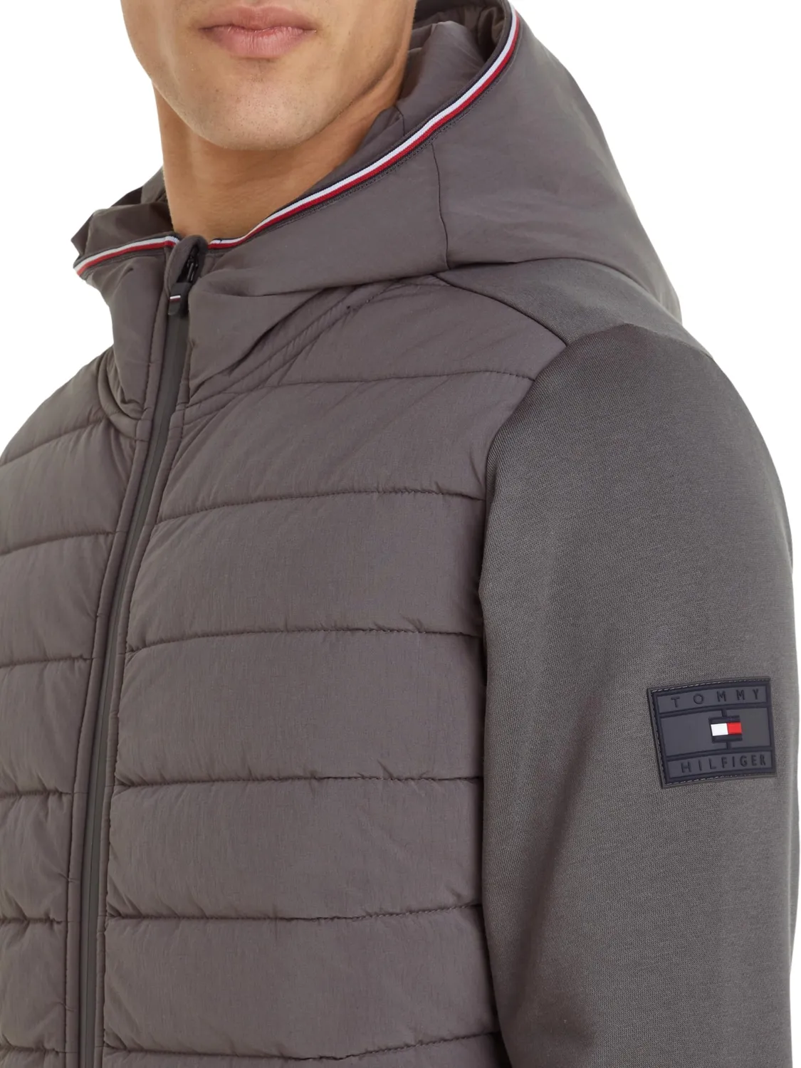 Tommy Hilfiger felpa zip cappuccio uomo XS grigia Dark Ash