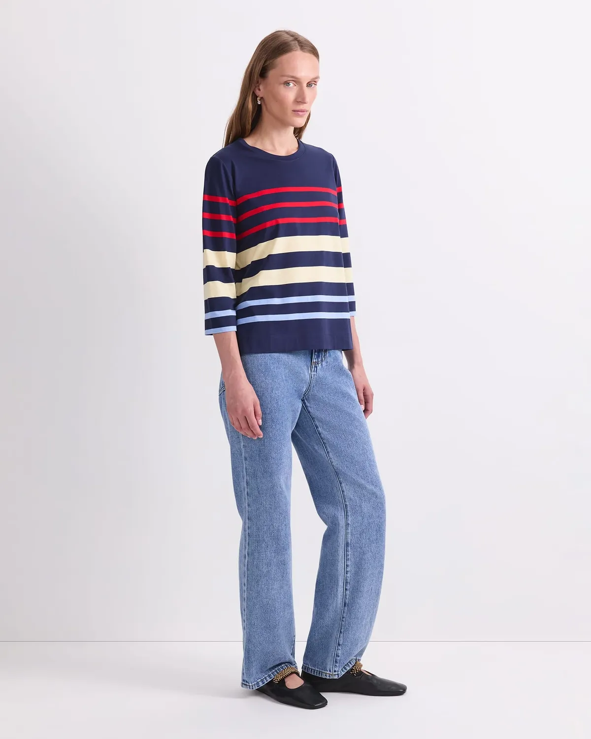 Sportscraft Multi Stripe Half Sleeve Mercerised Tee maglietta cotone
