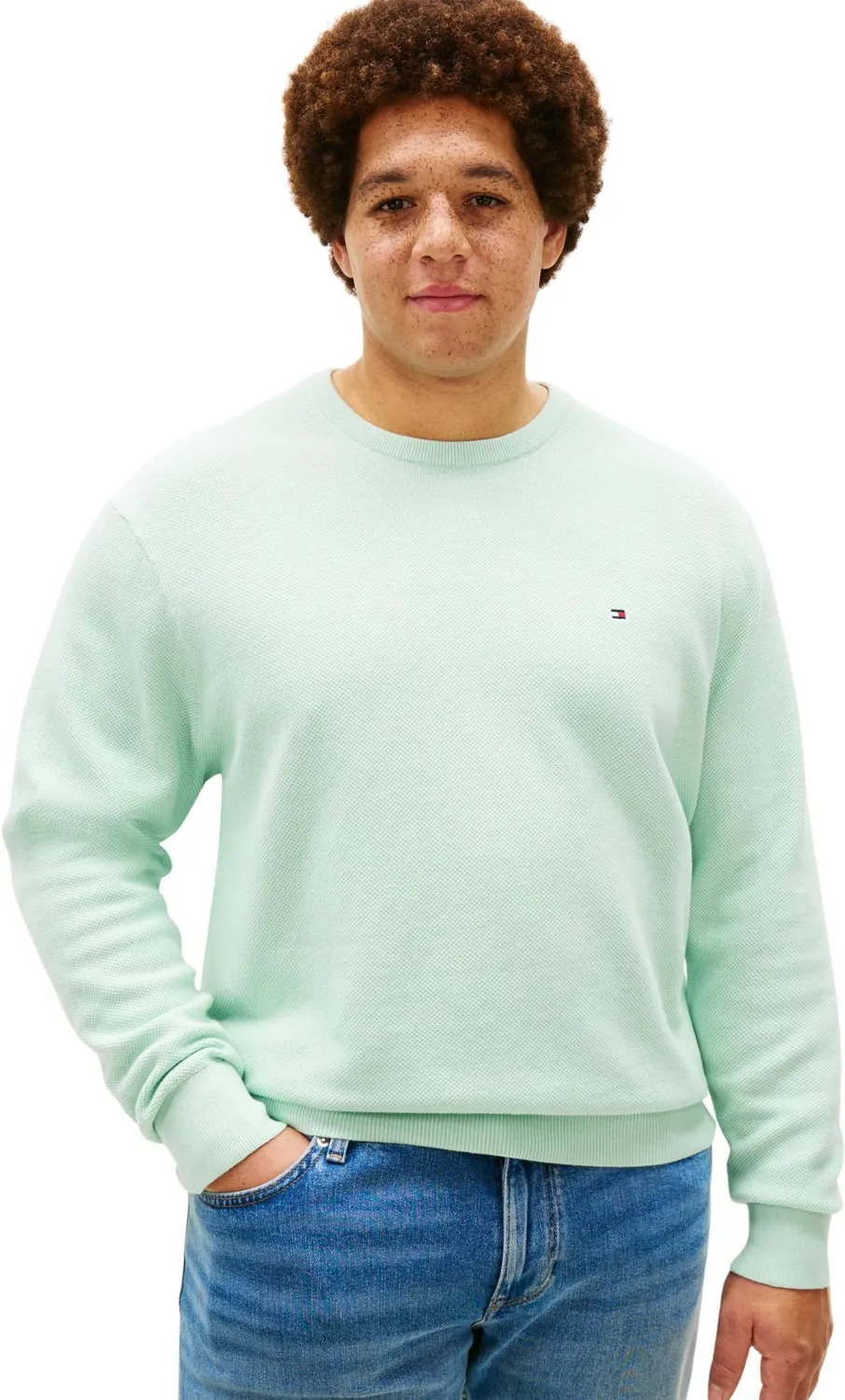 Tommy Hilfiger pullover uomo girocollo maglione nero