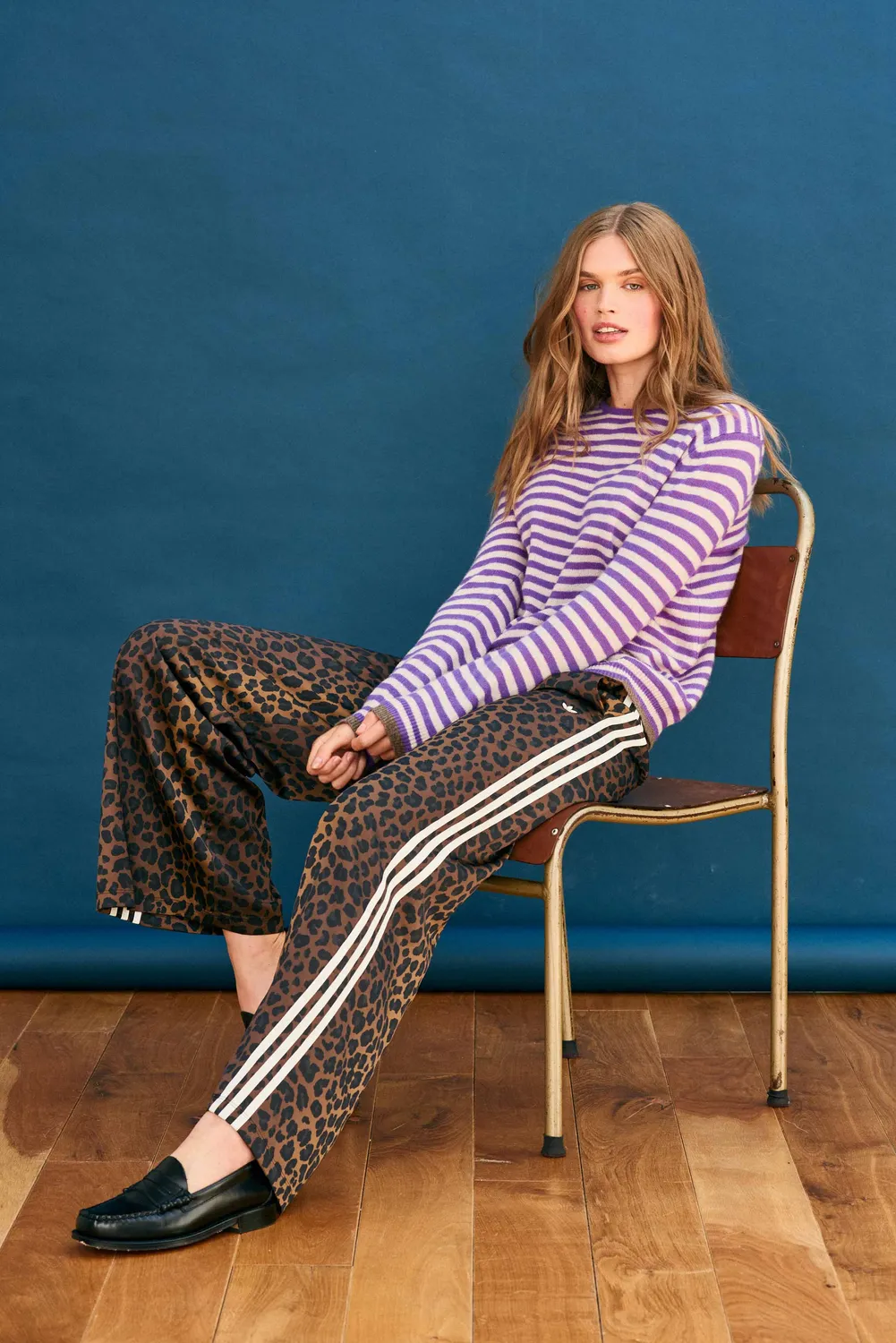 Jumper 1234 Little Stripe maglione cashmere viola pietra