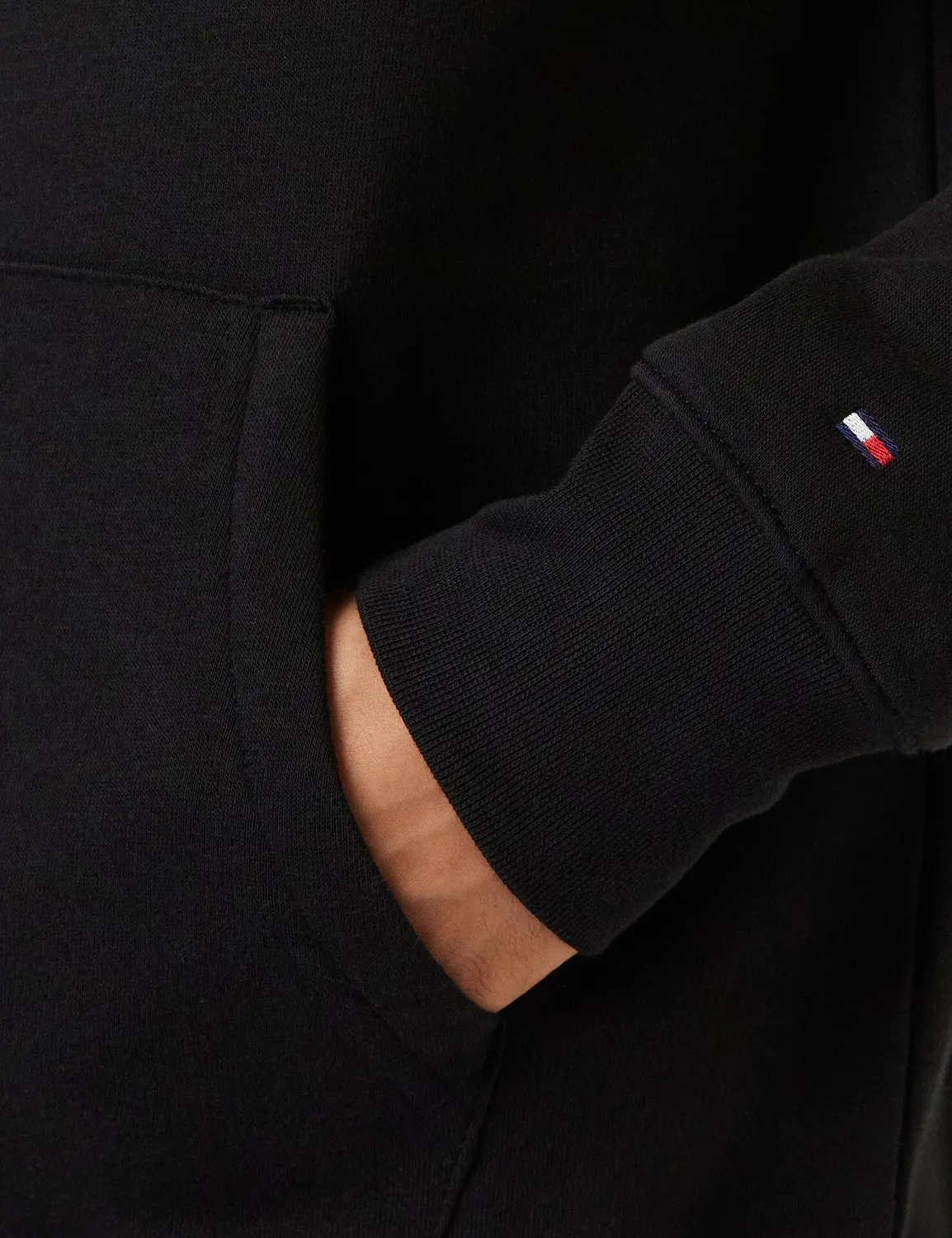 Tommy Hilfiger felpa cappuccio uomo nero Black maglia