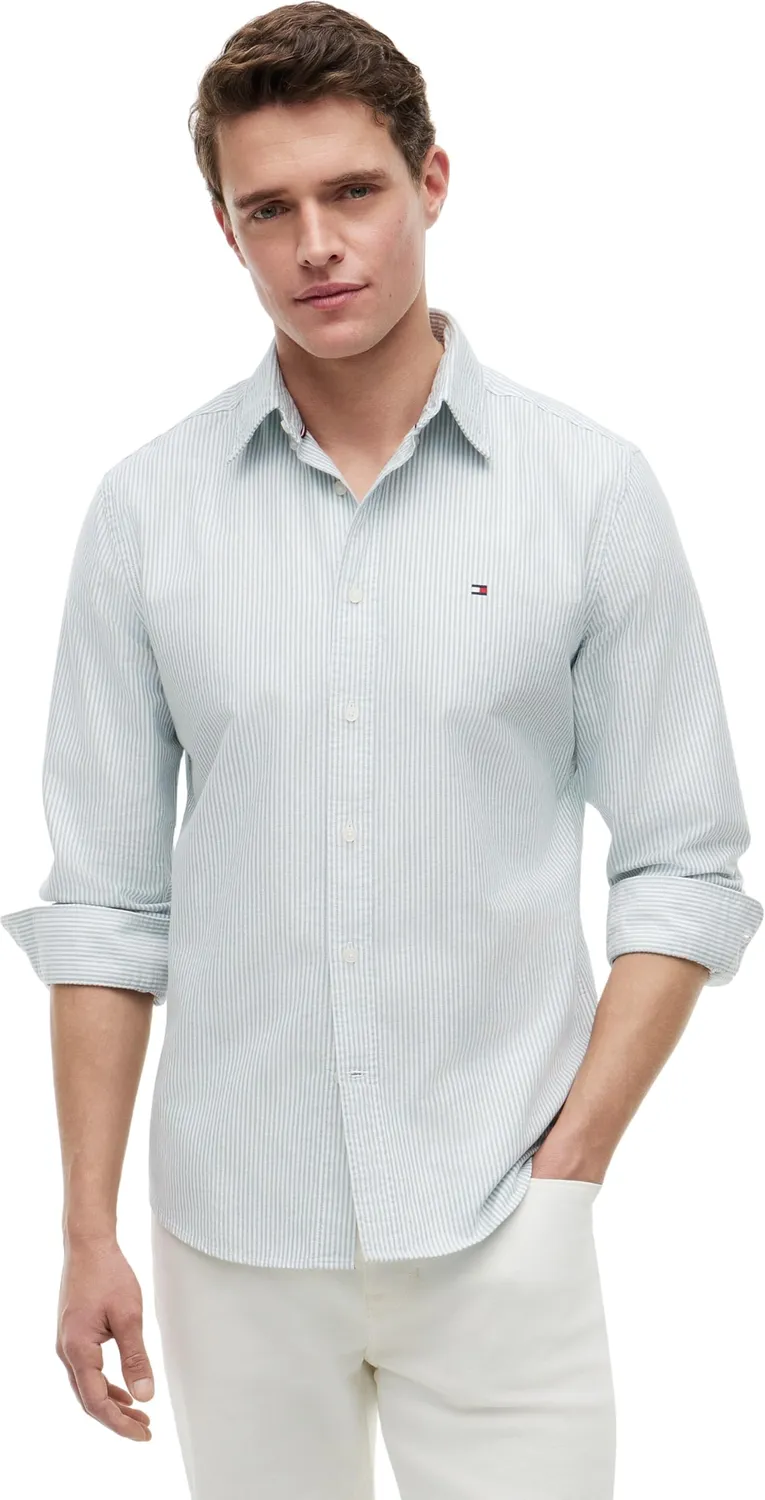 Tommy Hilfiger Stripe Regular Fit camicia uomo verde taglia L