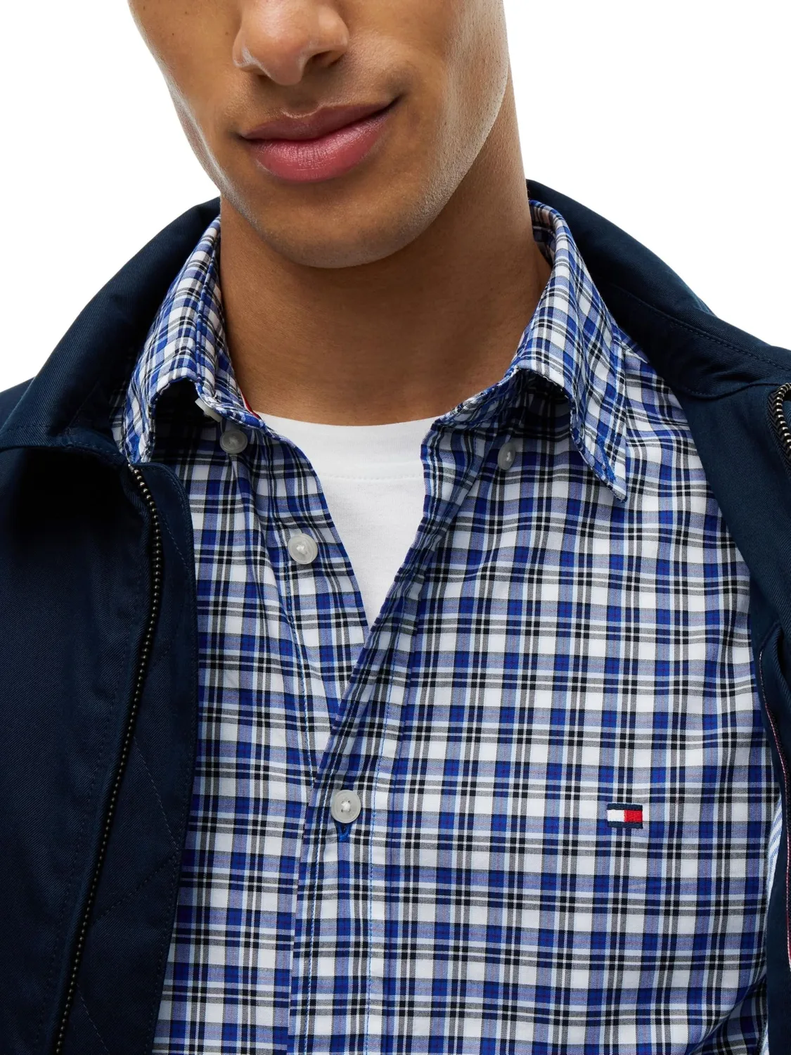 Tommy Hilfiger Flex Poplin Tartan MW0MW44595 camicia L quadri blu