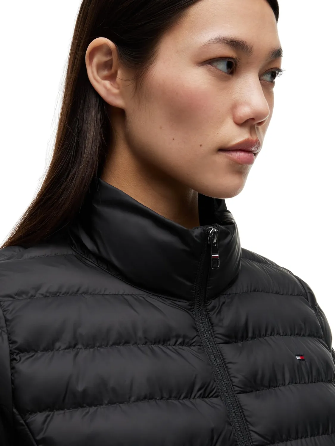 Tommy Hilfiger Global Stripe piumino donna nero con cappuccio