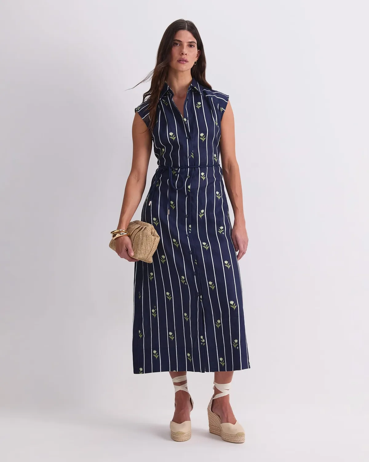 Sportscraft Hampton abito camicia donna 10 lino midi