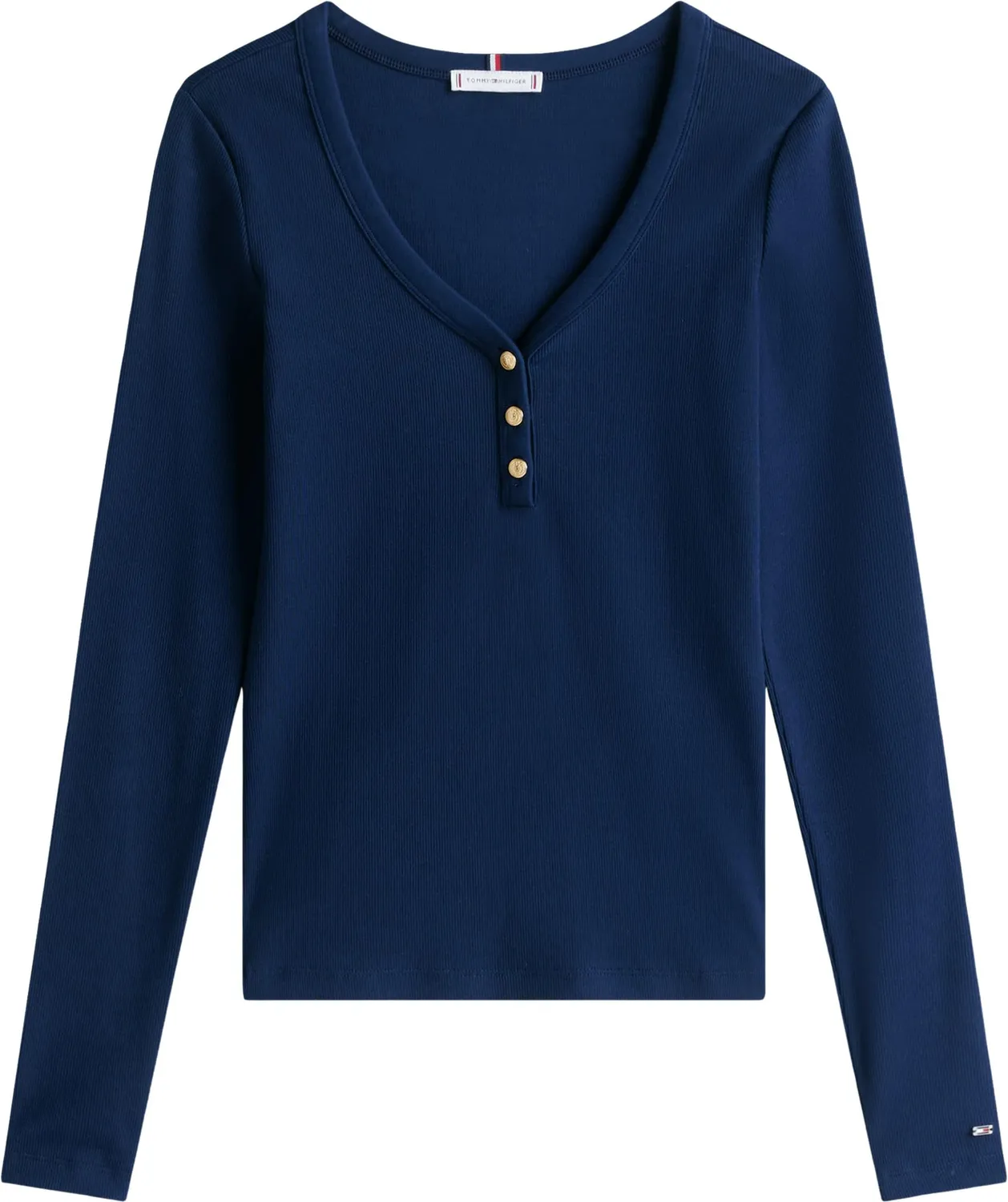 Tommy Hilfiger Henley Slim Maglia Donna S Ecru