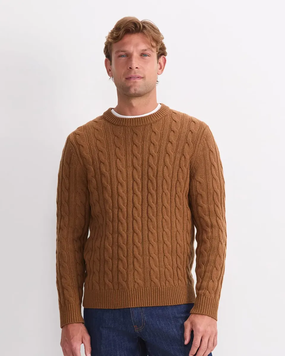 Sportscraft Cable Knit Maglione girocollo trecce lana
