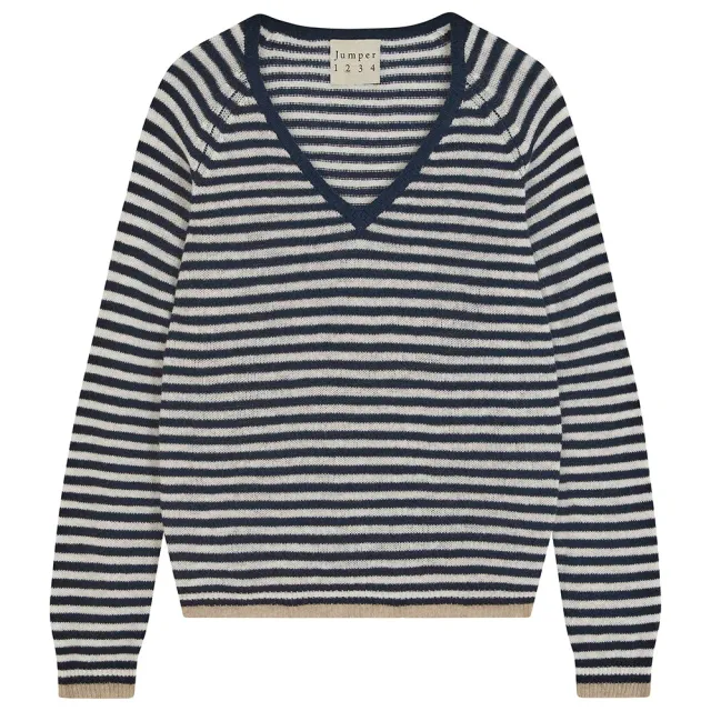 Jumper 1234 Little Stripe Vee maglione navy panna