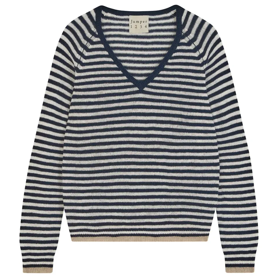 Jumper 1234 Little Stripe Vee maglione navy panna