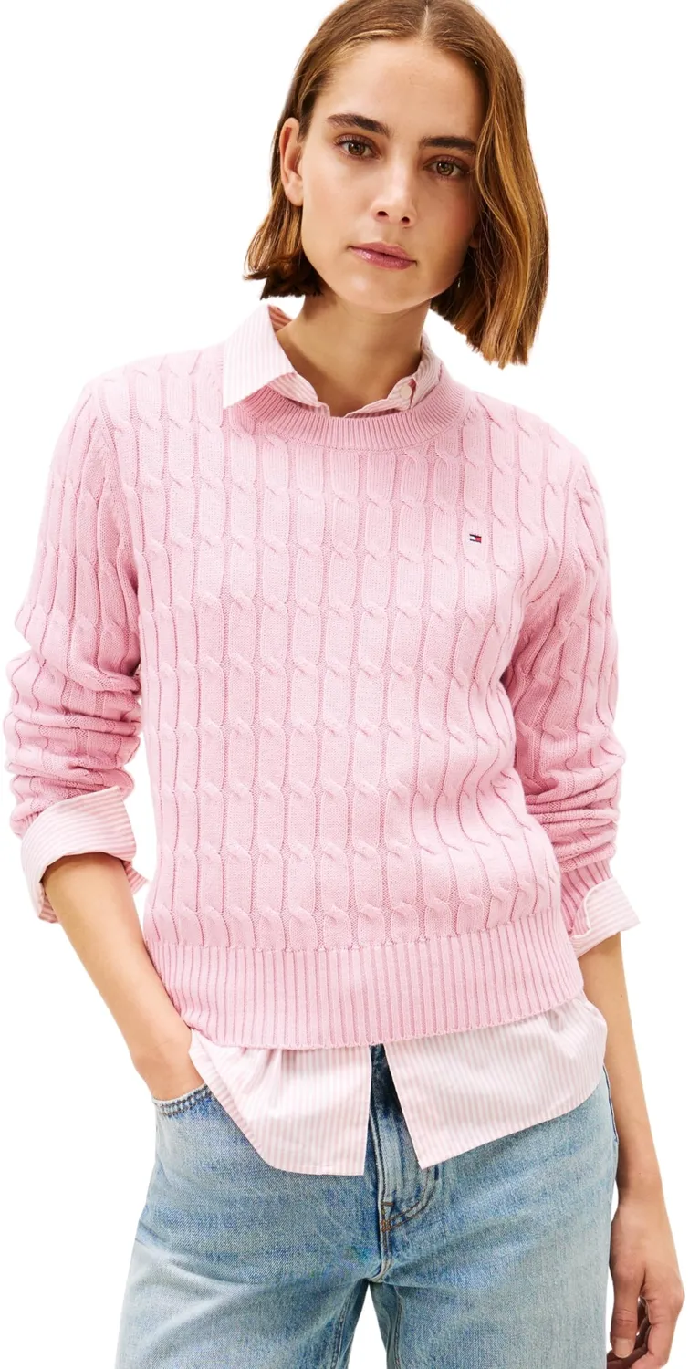 Tommy Hilfiger Co Cable WW0WW47644 maglione donna XL trecce