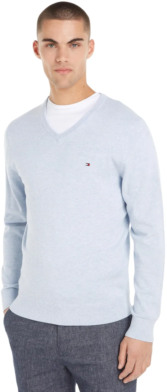 Tommy Hilfiger Essential Cotton Pullover Uomo Scollo V Nero