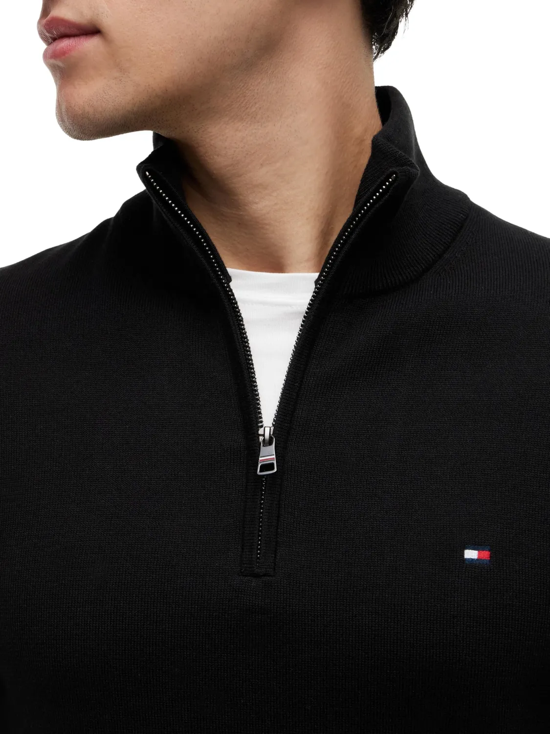 Tommy Hilfiger Essential Cotton Mock Pullover Mezza Zip M