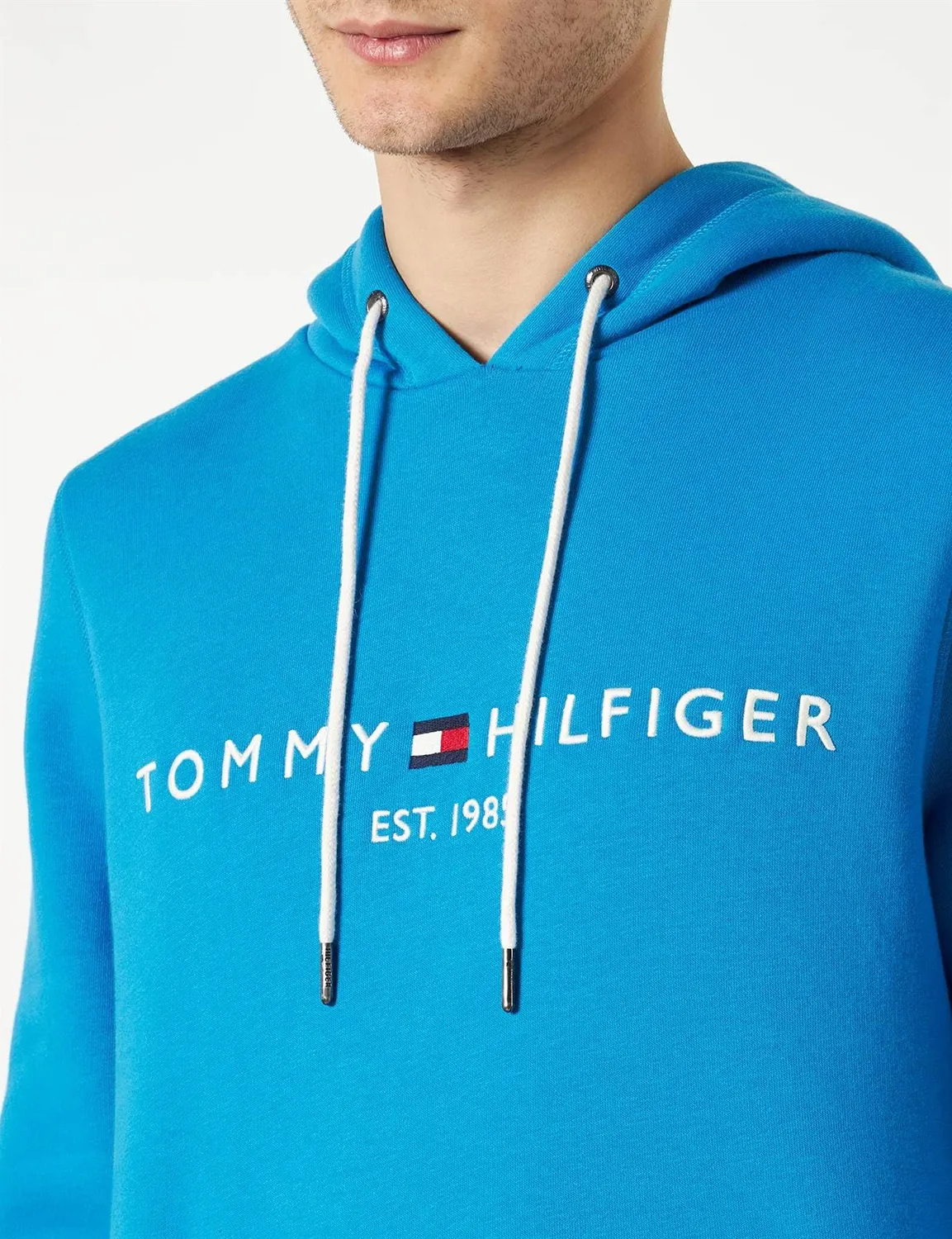 Tommy Hilfiger Tommy Logo felpa uomo cappuccio blu