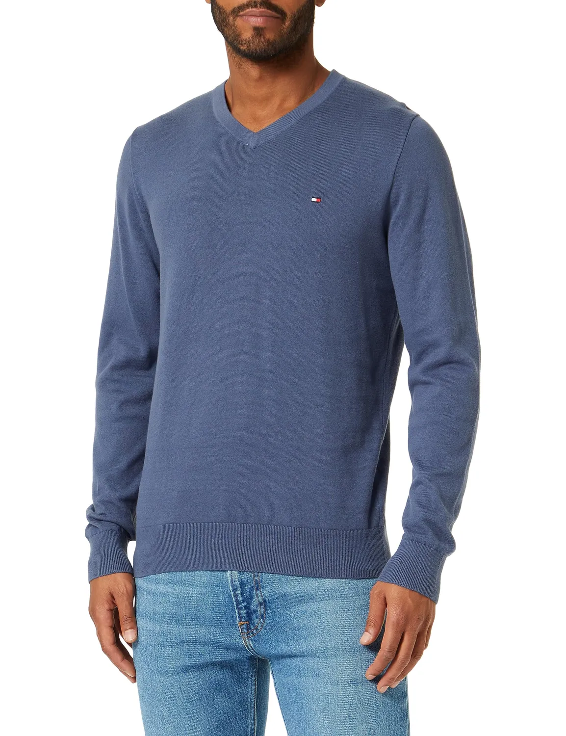Tommy Hilfiger pullover uomo scollo a V taglia M blu