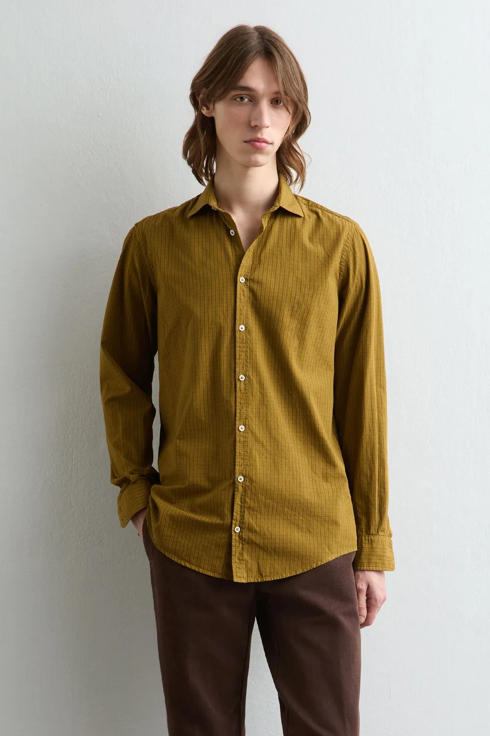 Massimo Alba Canary camicia uomo nugget gold cotone
