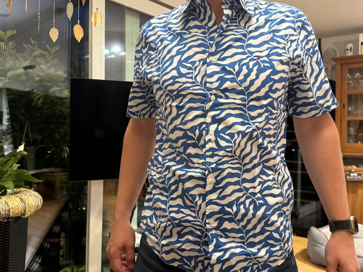 Tommy Hilfiger Papertouch Palm MW0MW42410 camicia uomo L palme