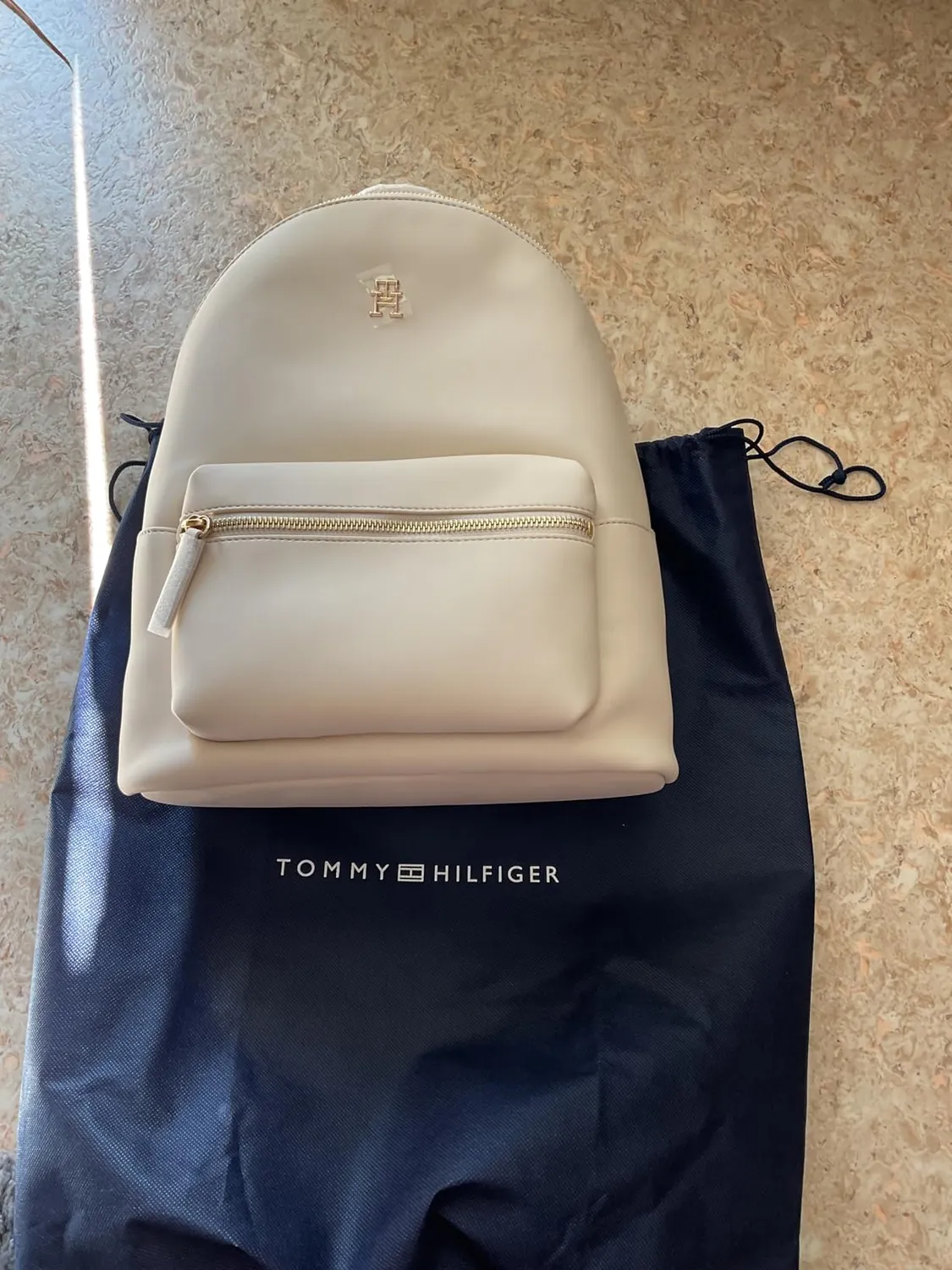 Tommy Hilfiger Logotape Zaino Beige Elegante 35cm