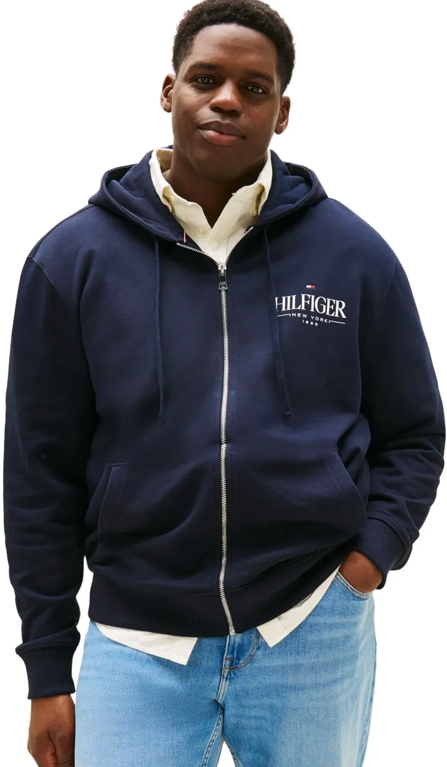 Tommy Hilfiger Stacked Felpa Uomo Zip XXL Blu Desert Sky