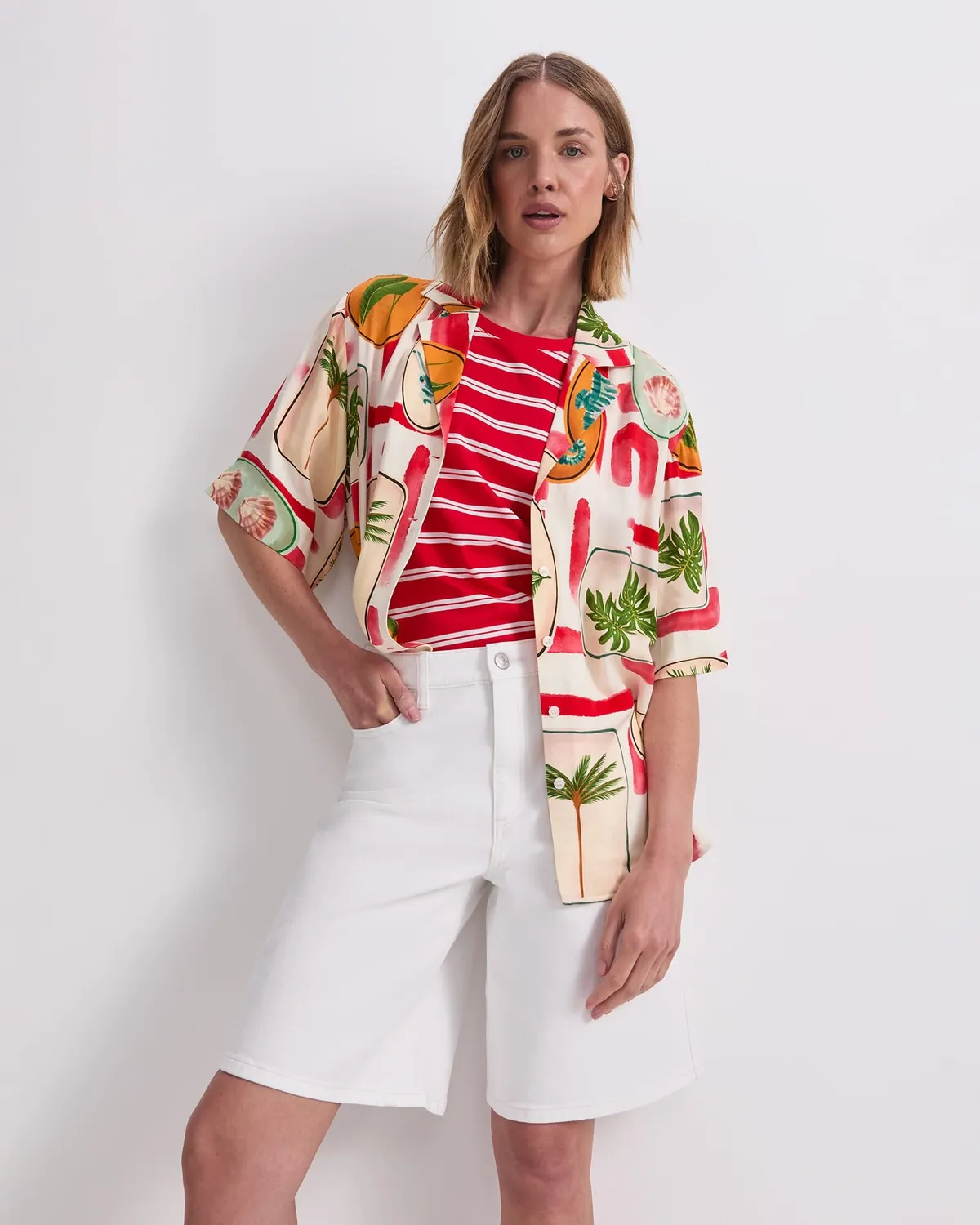 Sportscraft Allegra shorts denim al ginocchio cintura