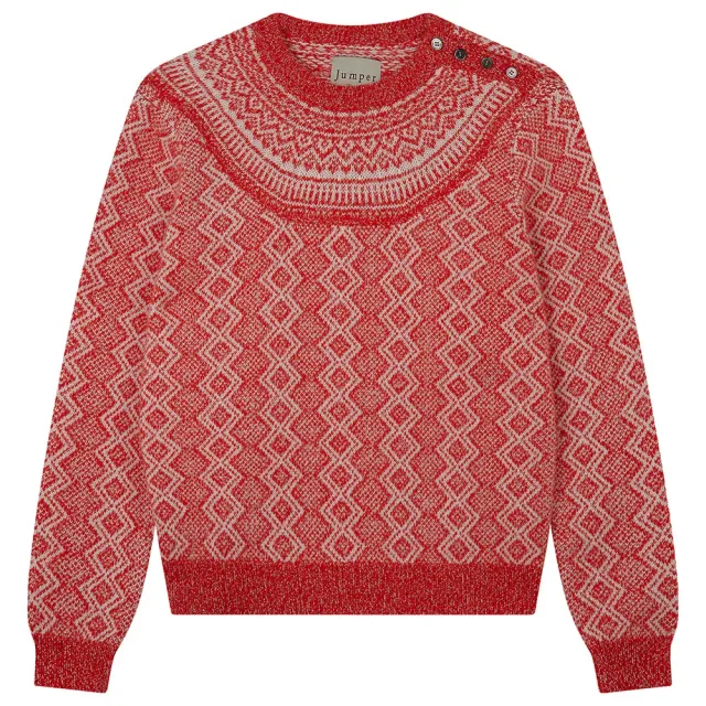 Jumper 1234 Jacquard Yoke maglione lana cashmere rosso