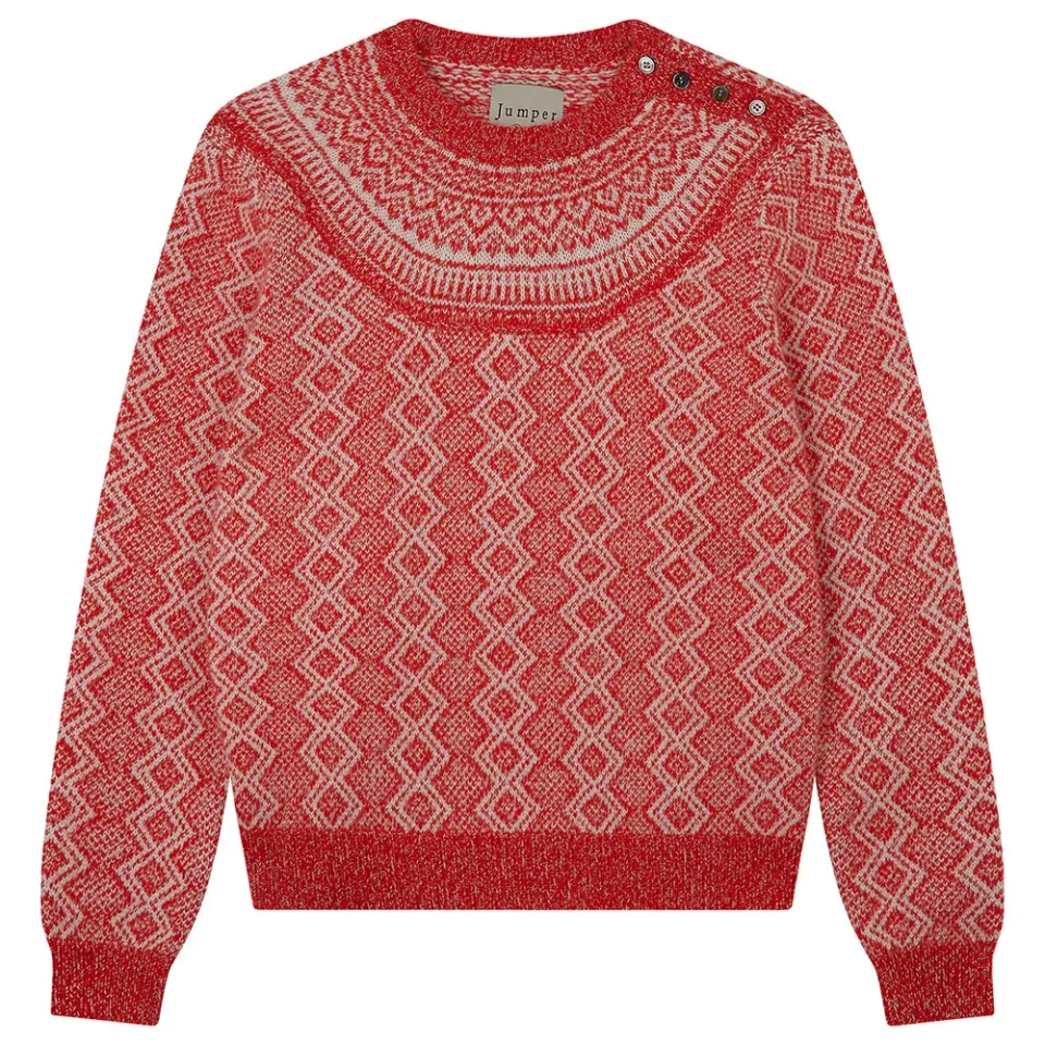 Jumper 1234 Jacquard Yoke maglione lana cashmere rosso