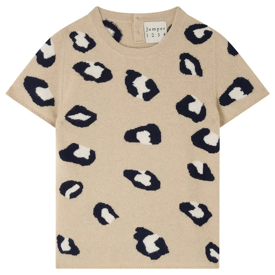 Jumper 1234 Cashmere Leopard T-Shirt maglia cammello