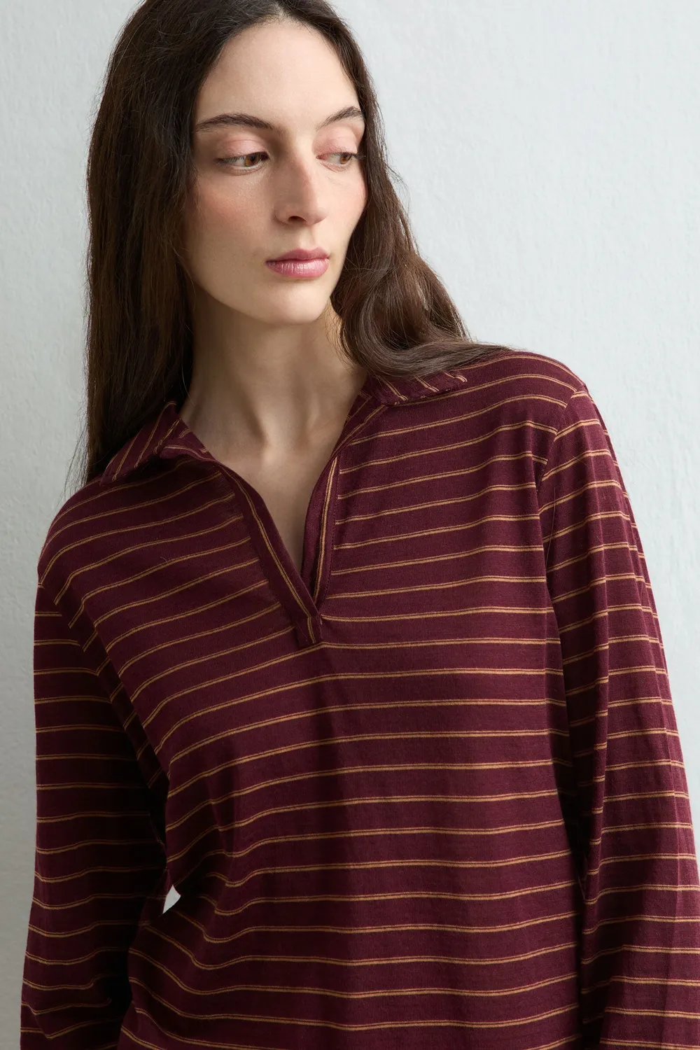 Massimo Alba Bordeaux polo maniche lunghe bordeaux lana
