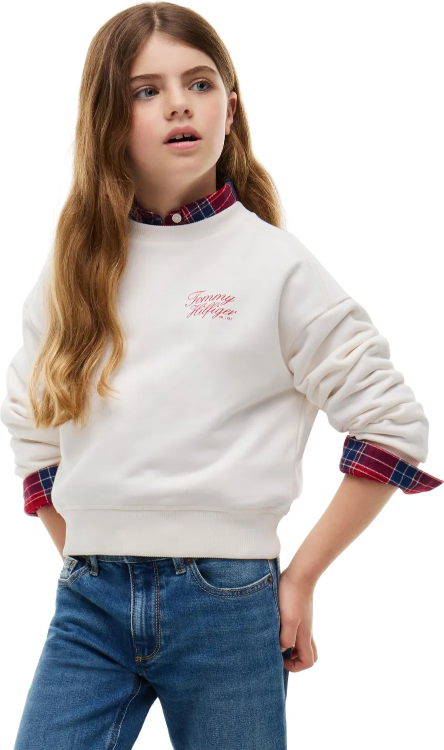 Tommy Hilfiger Script KG0KG09572 felpa bambina 12 anni girocollo