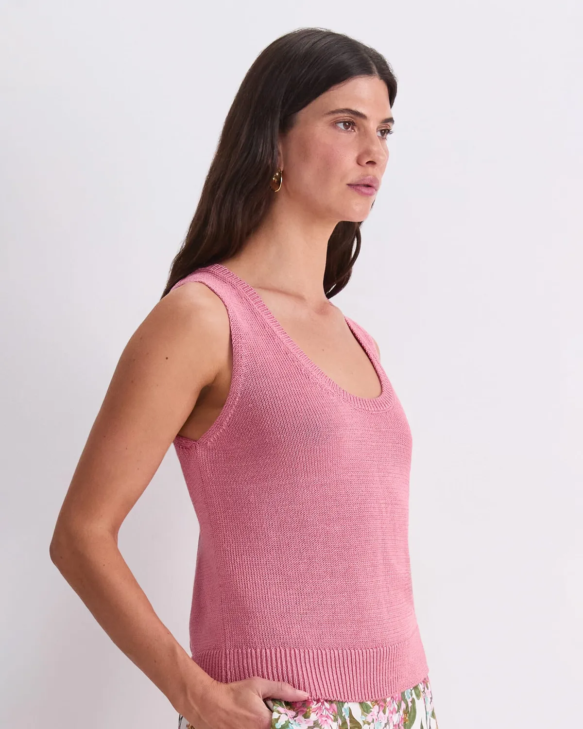 Sportscraft 121070 canotta lino donna scollo tondo