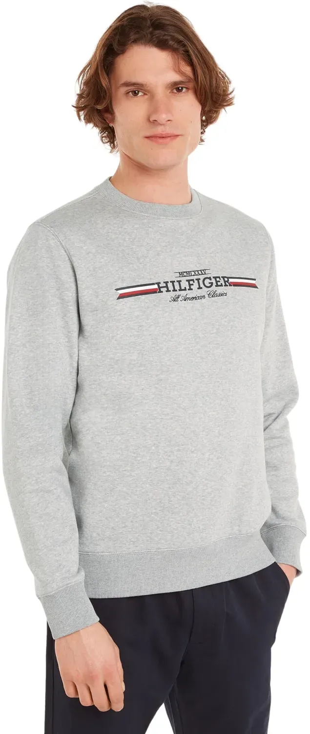 Tommy Hilfiger felpa uomo girocollo grigio chiaro XXL