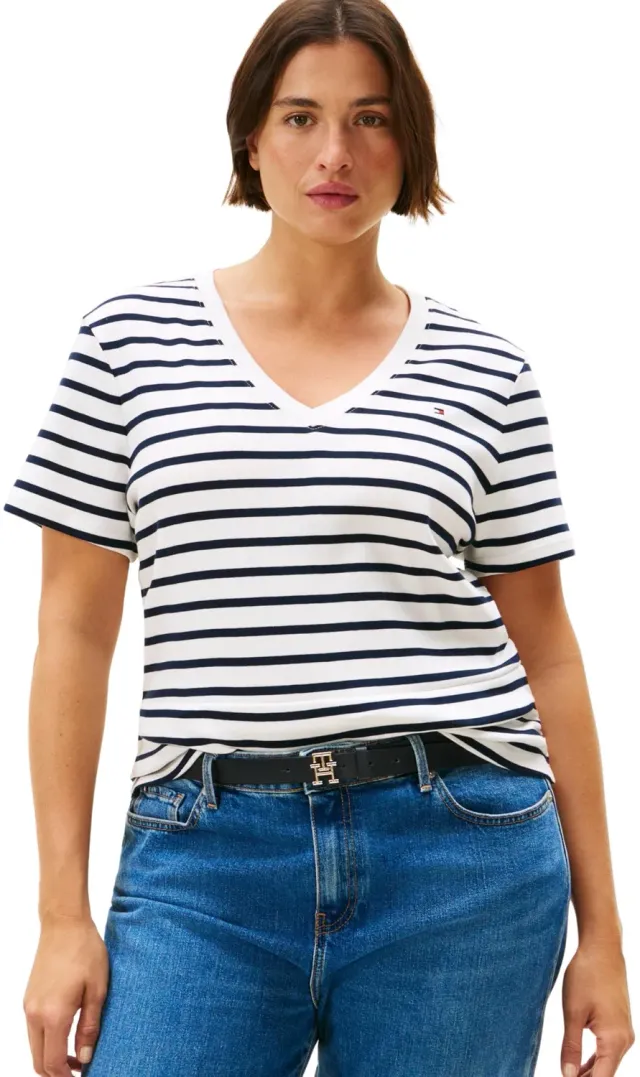 Tommy Hilfiger Cody t-shirt donna 46 scollo a V slim