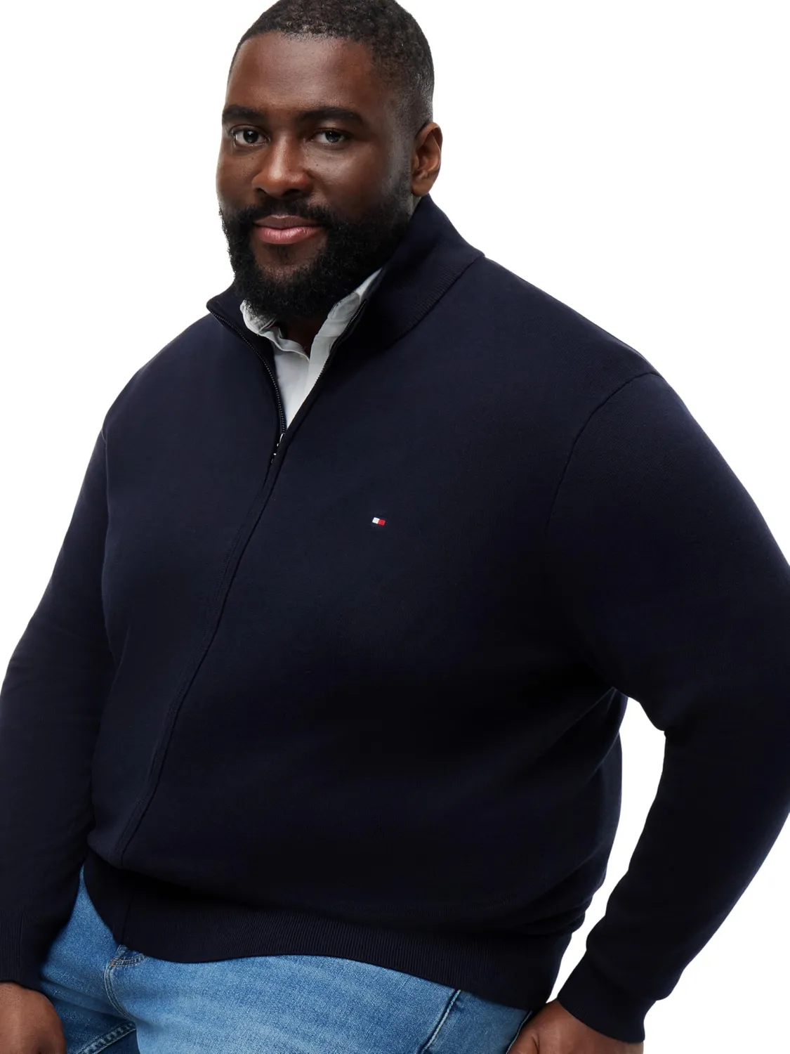 Tommy Hilfiger Essential Zip Thru Pullover Blu Desert Sky