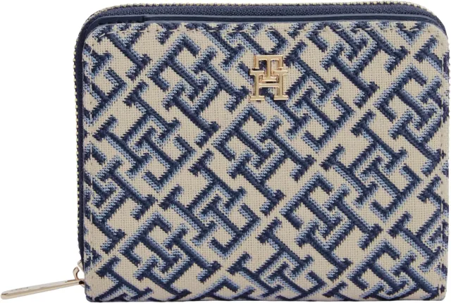 Tommy Hilfiger Icon Flap Portafogli Donna Blu Mono Jacquard