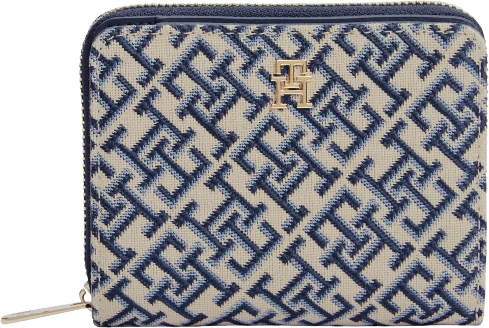 Tommy Hilfiger Icon Flap Portafogli Donna Blu Mono Jacquard