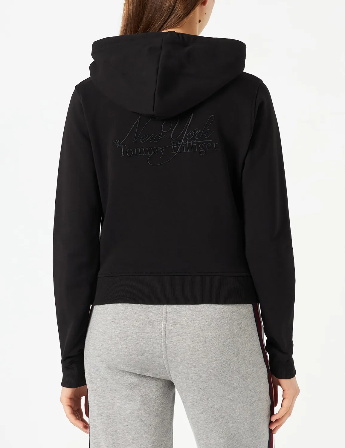 Tommy Hilfiger Velvet Trim WW0WW37174 felpa donna con cappuccio