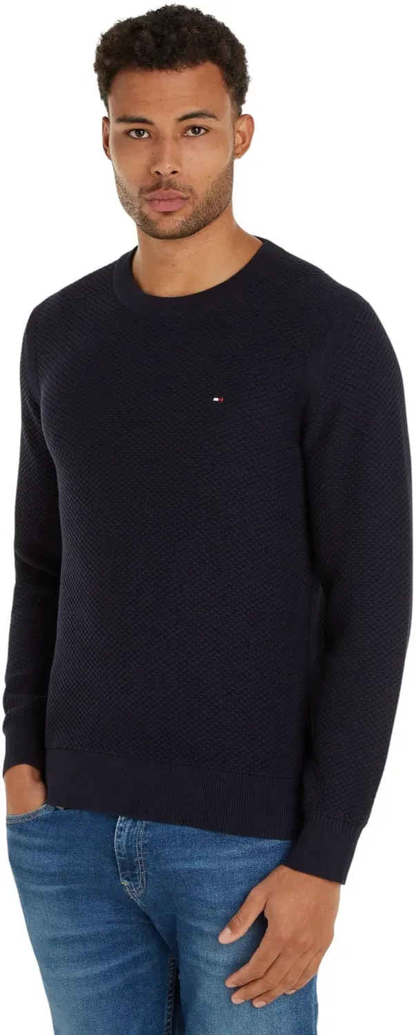 Tommy Hilfiger Jimmy Texture Crew Pullover maglione uomo beige morbido