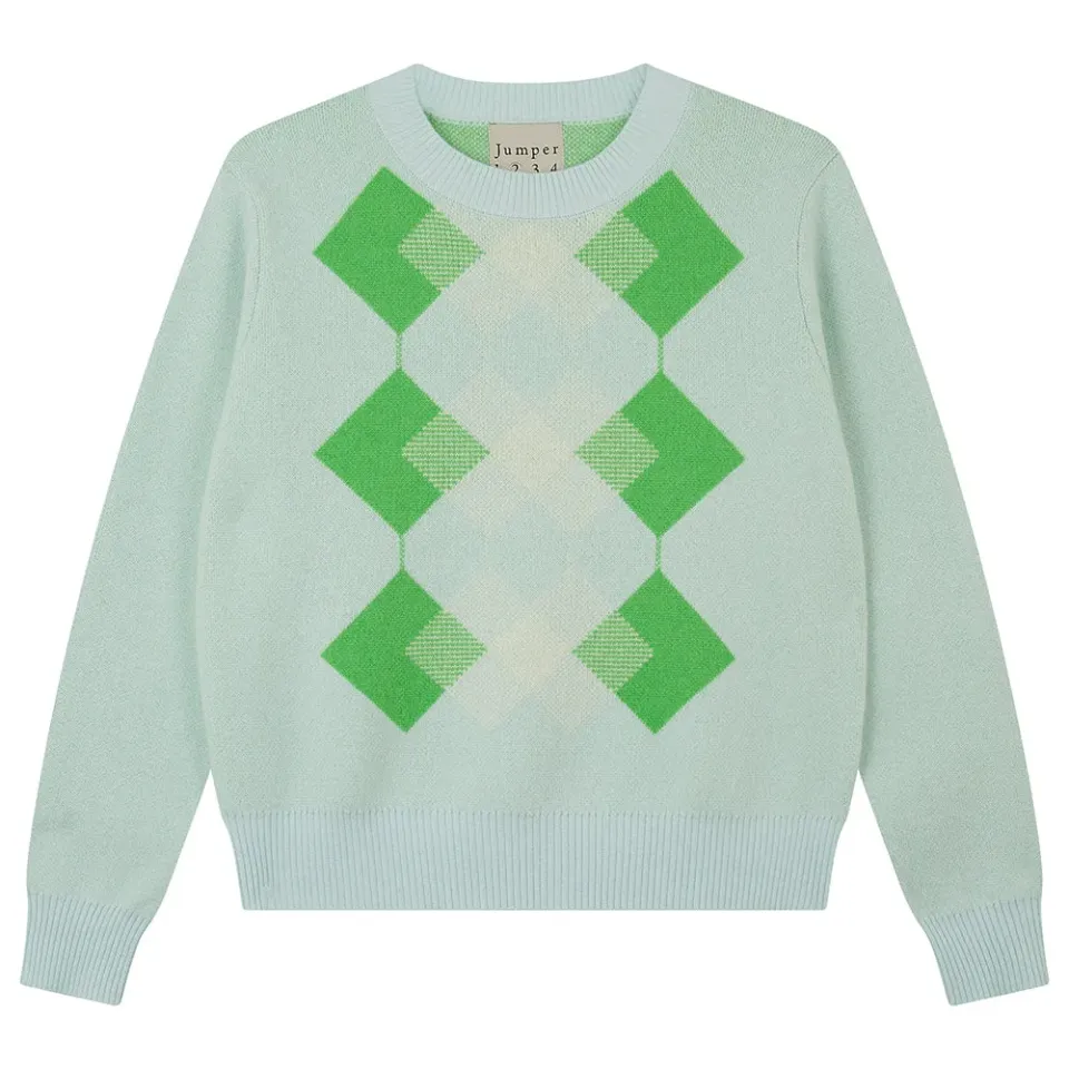 Jumper 1234 Faded Argyle maglione verde lana cashmere