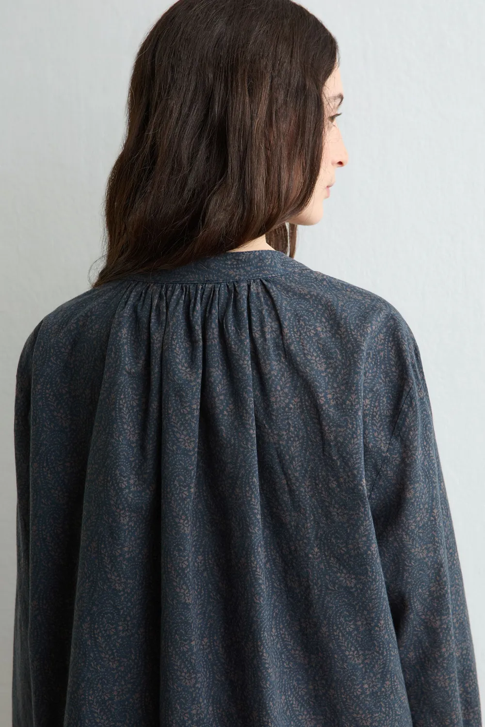 Massimo Alba Yvonne blusa steel blue cotone cashmere