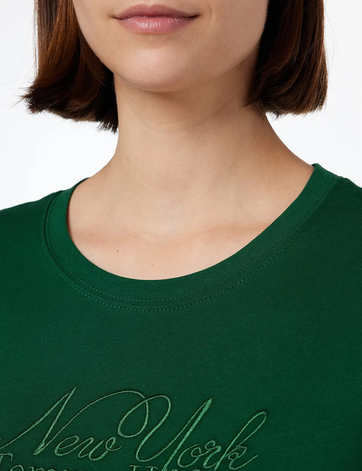 Tommy Hilfiger WW0WW37351 t-shirt donna in cotone spazzolato