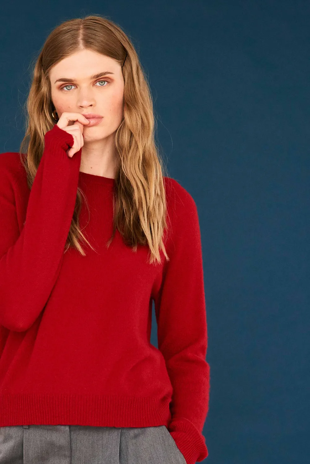 Jumper 1234 Crop Crew maglione cashmere rosso scuro corto