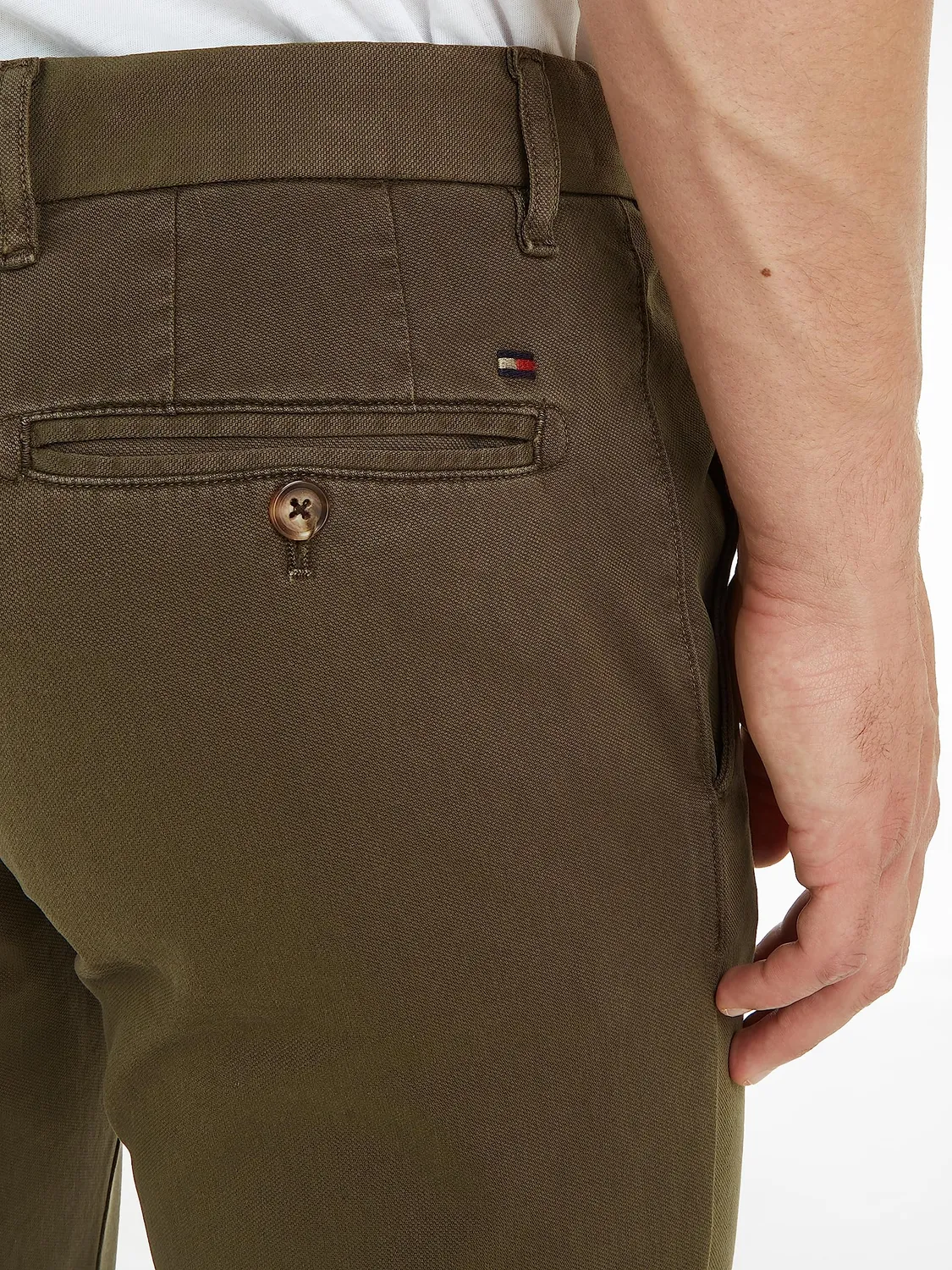 Tommy Hilfiger chinos uomo elasticizzati kaki Army Green