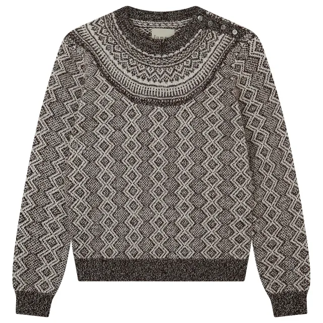 Jumper 1234 Jacquard Yoke Crew maglia marrone