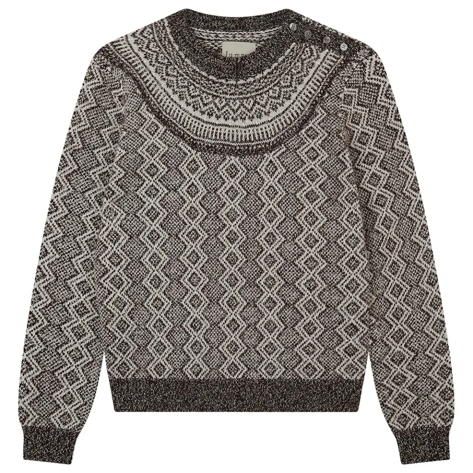 Jumper 1234 Jacquard Yoke Crew maglia marrone