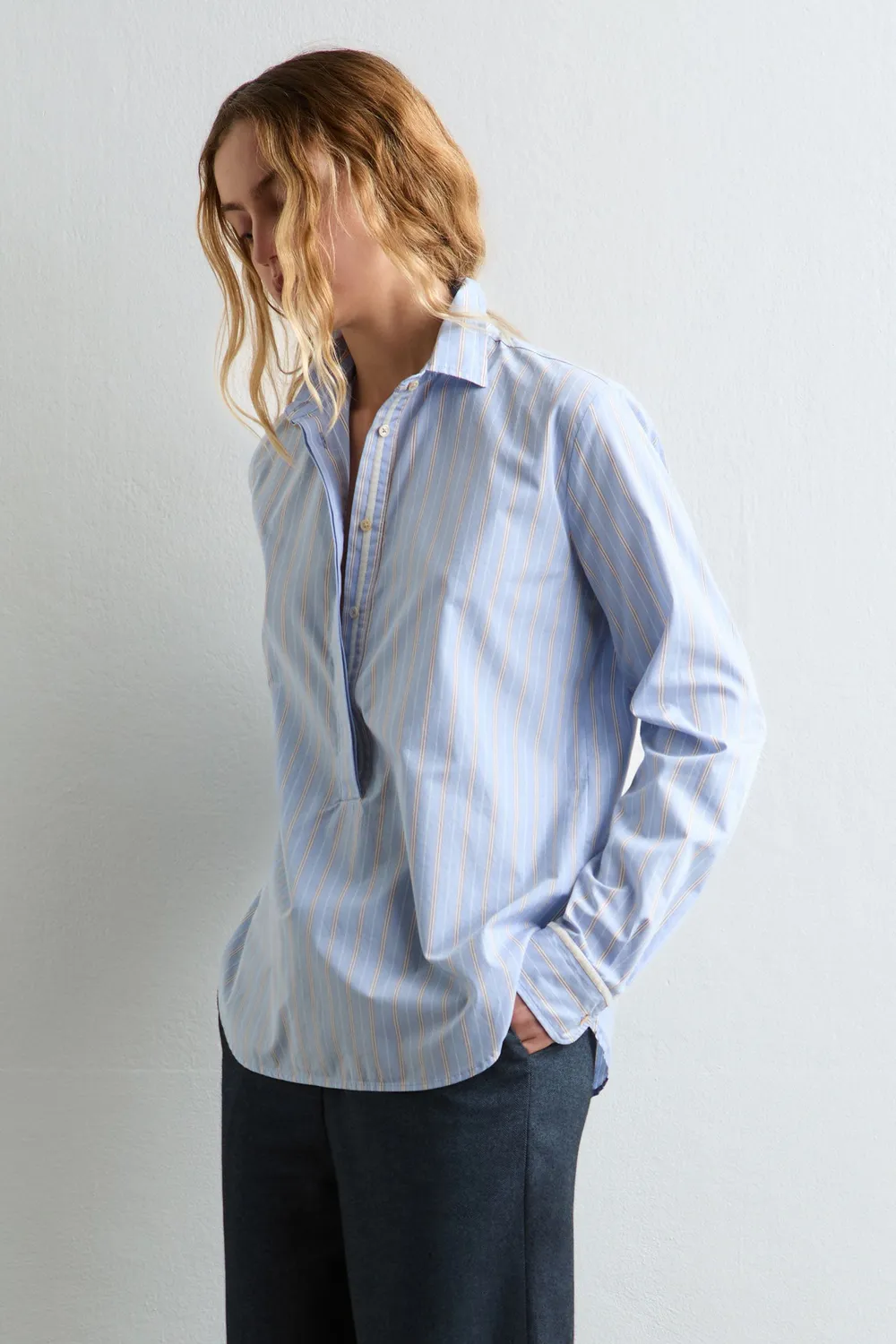 Massimo Alba Marysol blusa donna sky cotone