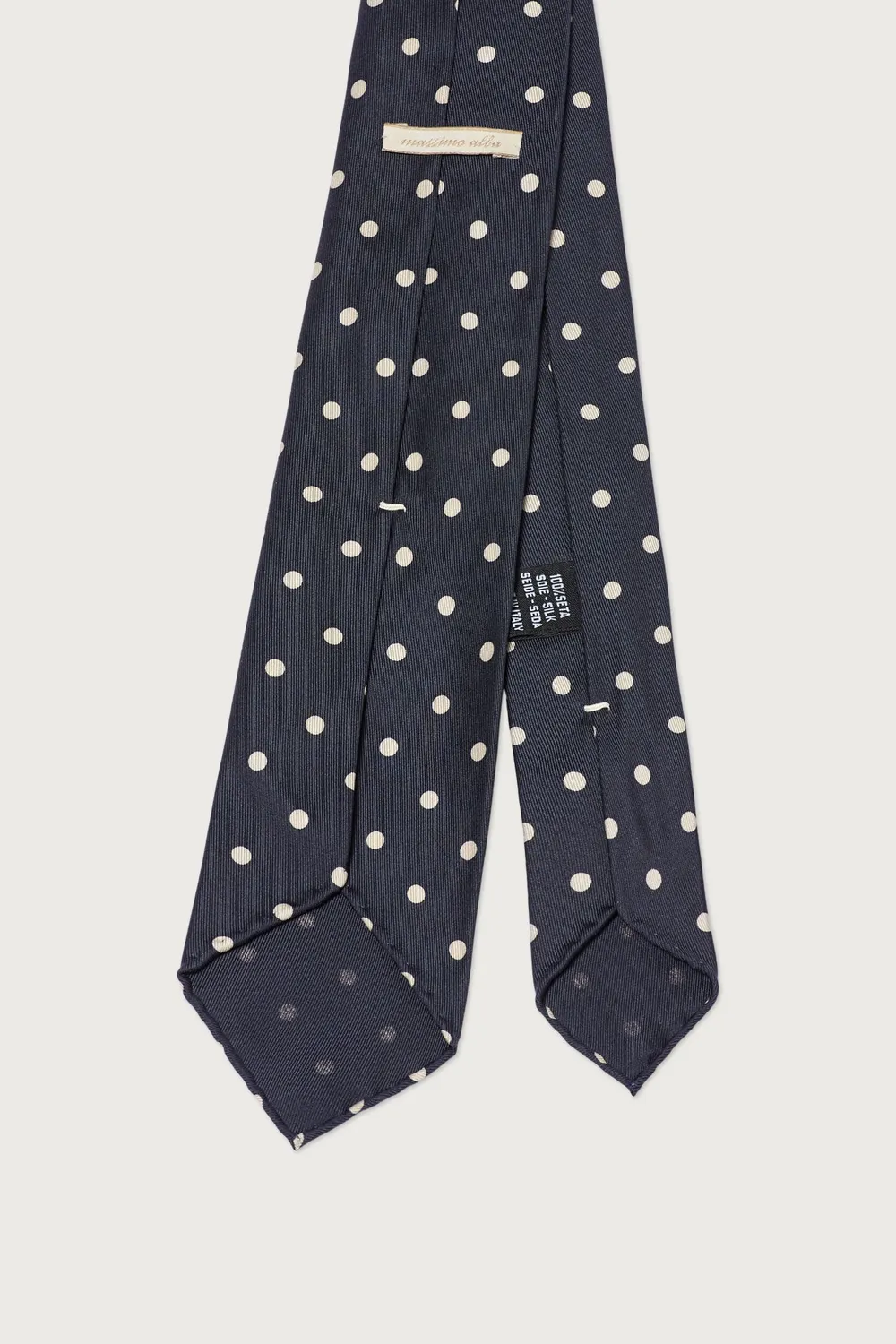Massimo Alba Tie cravatta blu seta pois 7 cm