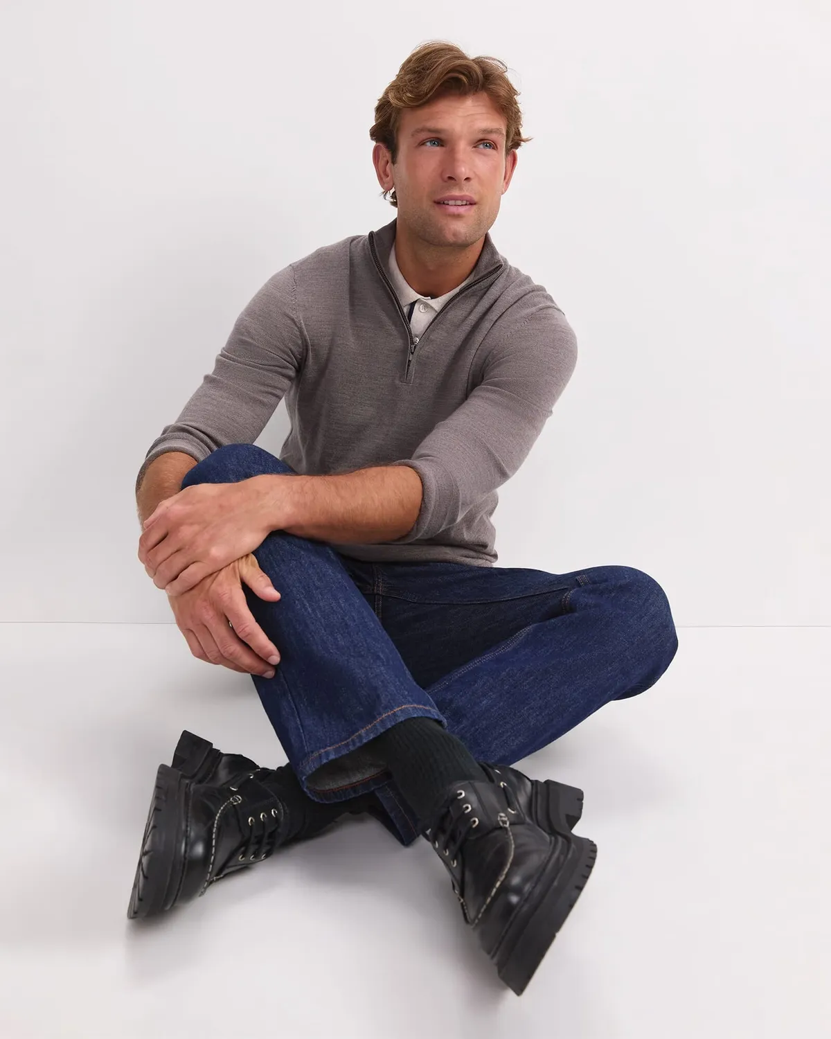 Sportscraft Merino Quarter Zip Knit maglione uomo lana merino