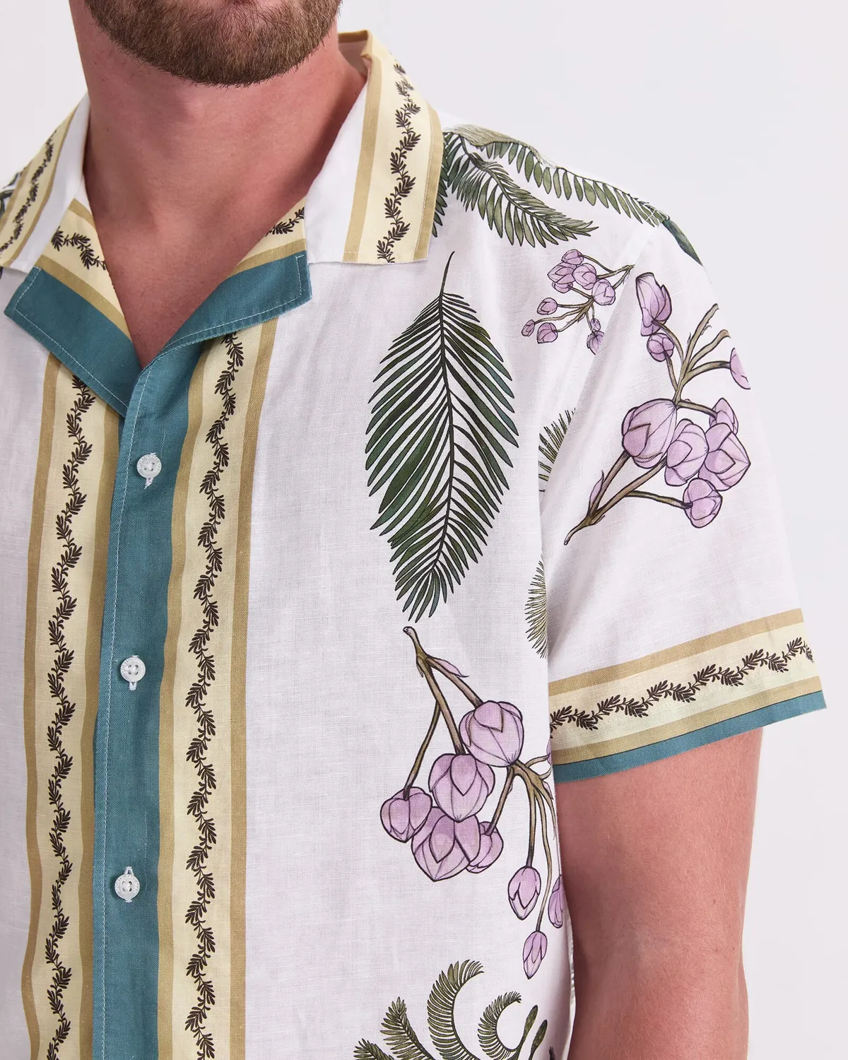 Sportscraft Hamlyn Resort camicia lino stampa