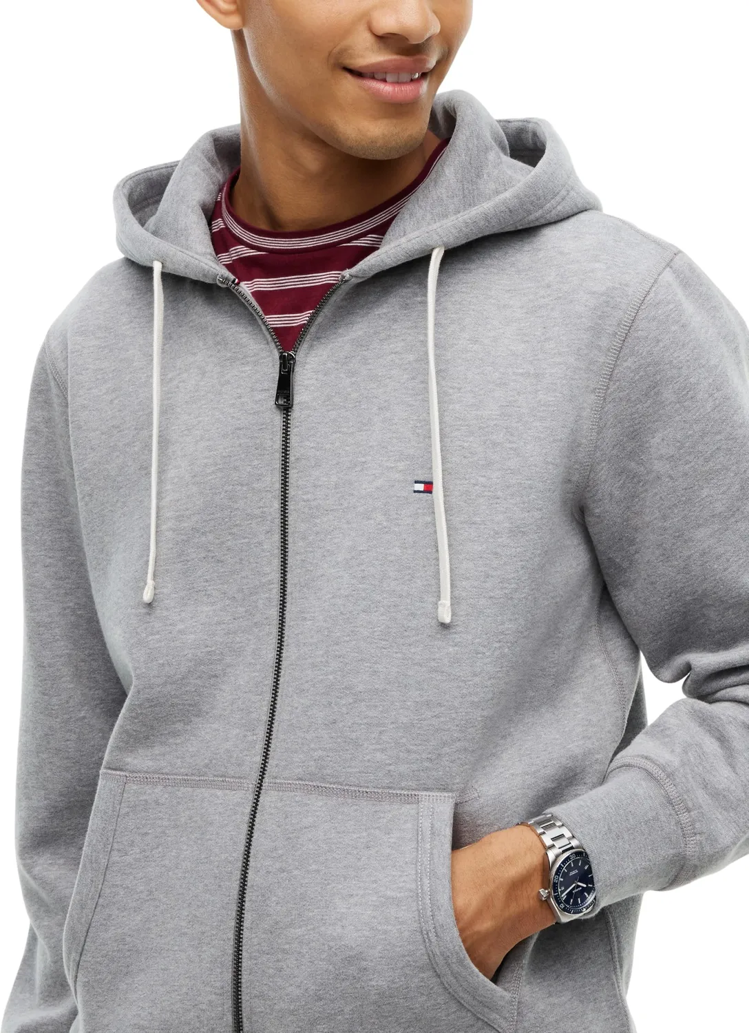 Tommy Hilfiger Essential Fleece MW0MW44931 felpa zip cappuccio pile
