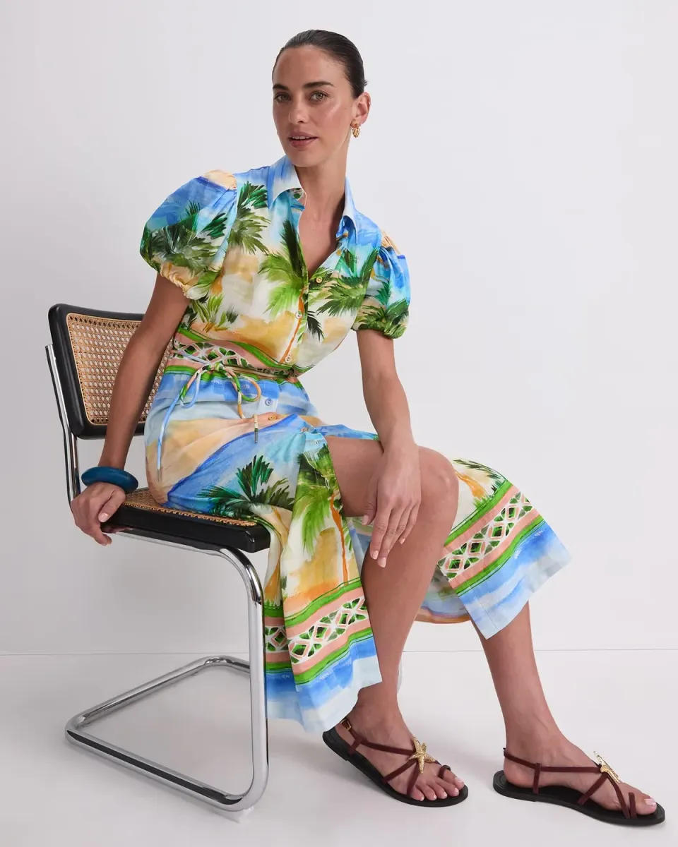 Sportscraft Sunset Palm vestito lino donna