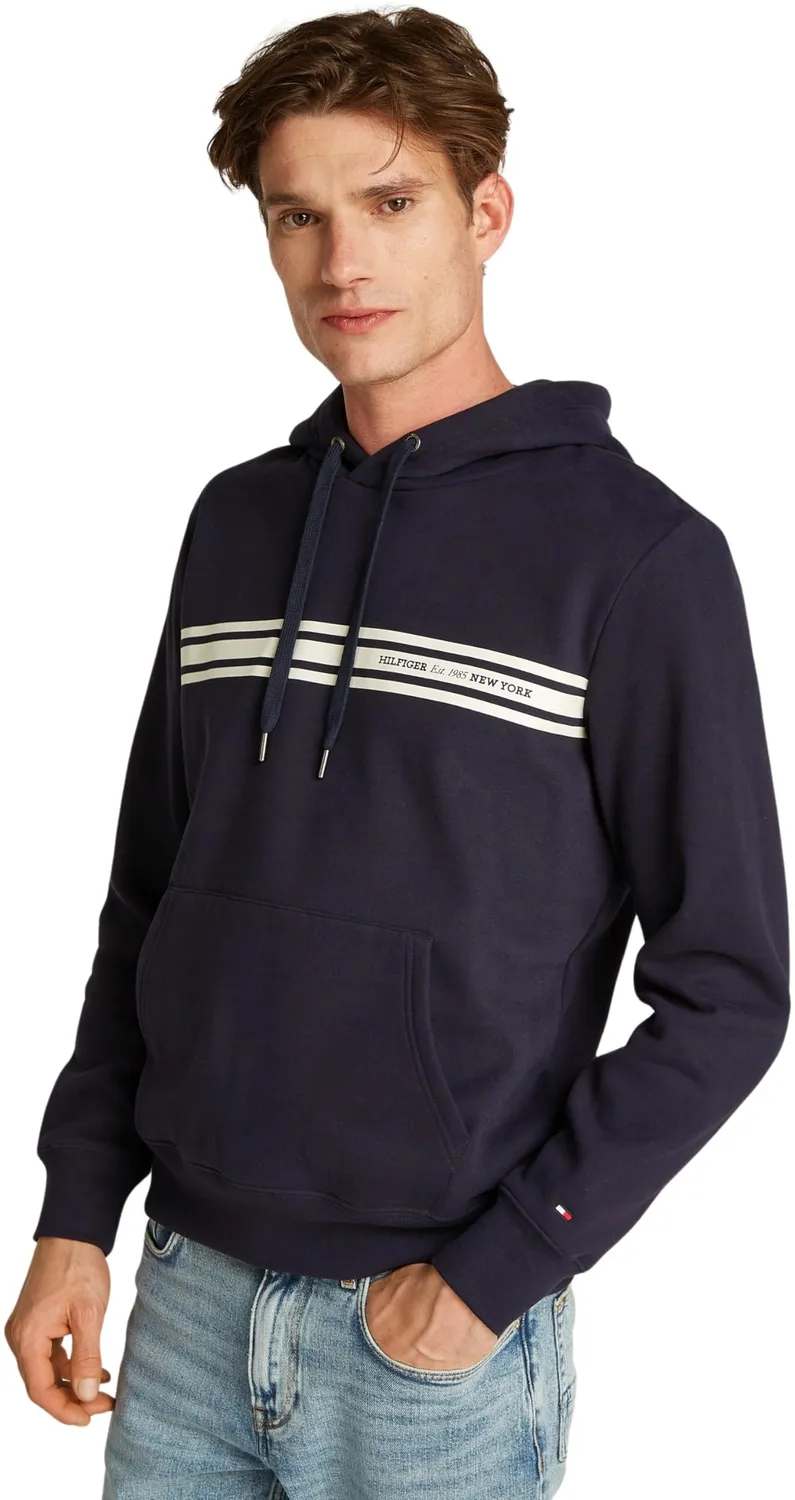 Tommy Hilfiger Central Chest Stripe felpa uomo nera